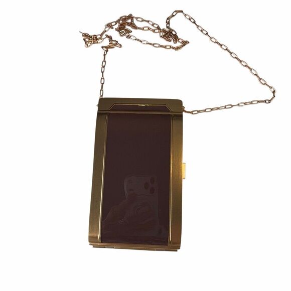 NWT Zimmermann Chocolate Enamel Cigarette Case Bag Gold Metal Crossbody - Picture 2 of 10